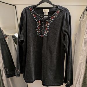 Beautiful Vintage Velvety Folk Tunic Top Size Large